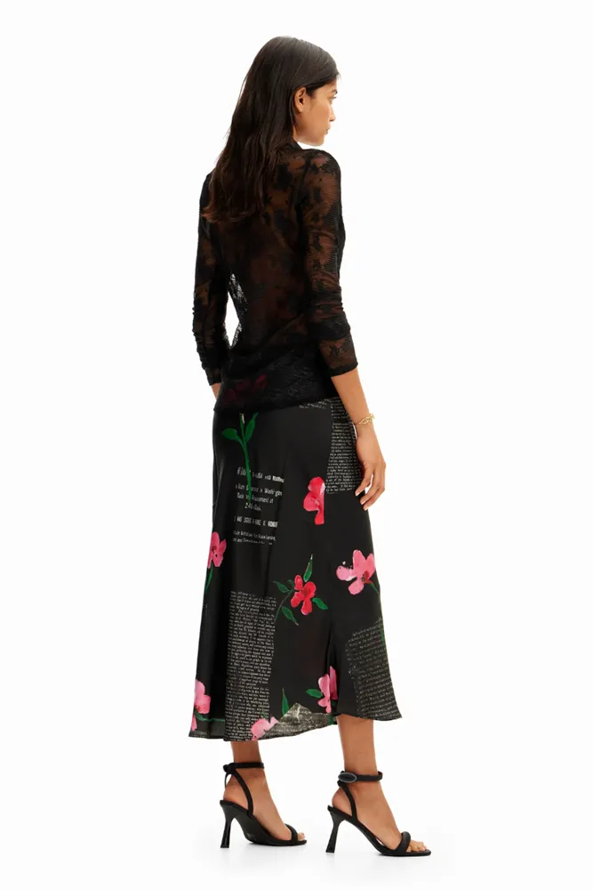 Text Slip Midi Skirt By Desigual