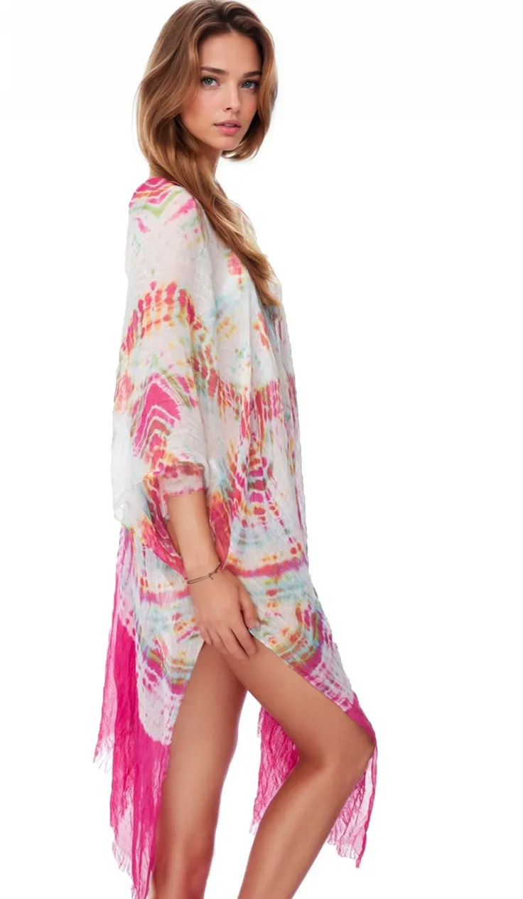 Tie Dye Splash Kaftan Maxi Dress in Tropical