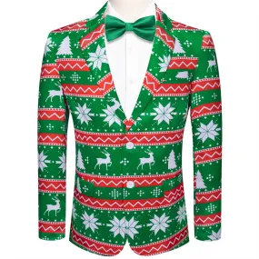 Ties2you Mens Silk Suit Jacket Green Red Striped Christmas Festival Suit