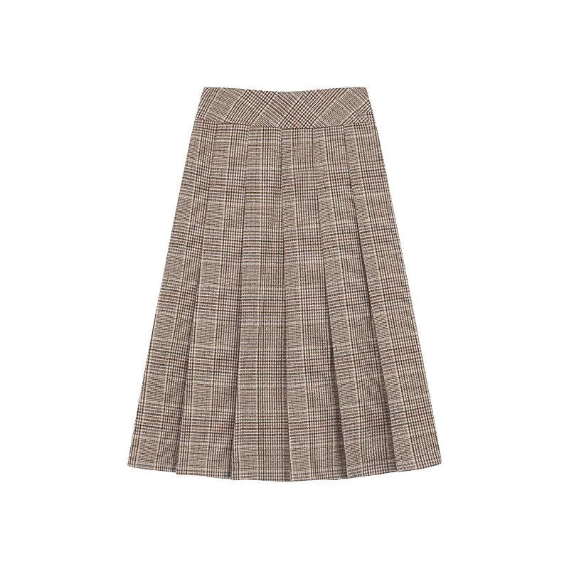 Toleet 2000s fashion Christmas outfits Plaid Pleated Skirt Women's Winter New High Waist A- line Skirt