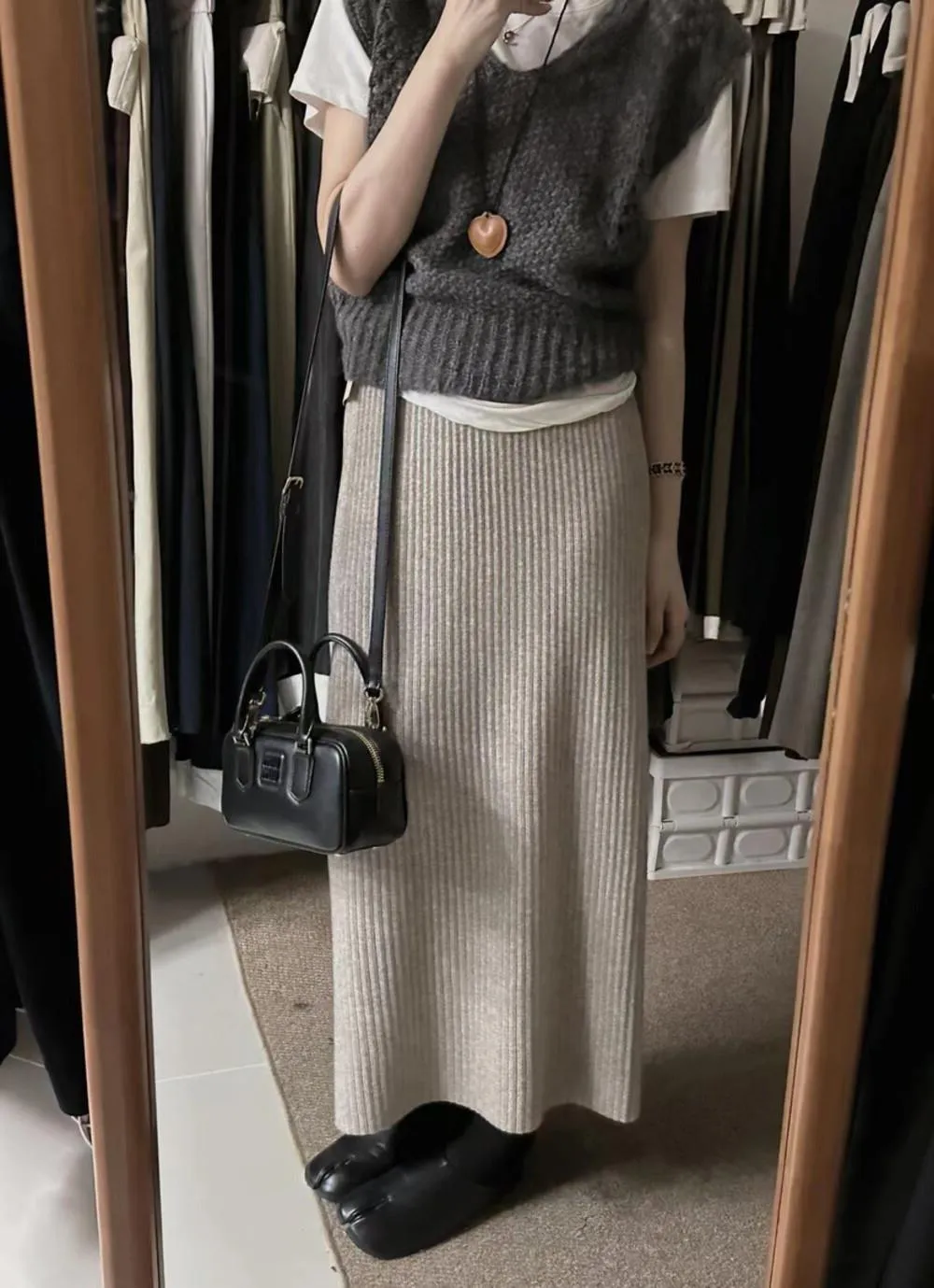 Toleet long sweater dress outfit Black Friday Cyber Monday Christmas Knitted Skirt Autumn and Winter Women's Mid-Length Sheath Split One-Step Skirt High Waist Wool Loose Thick Straight Skirt