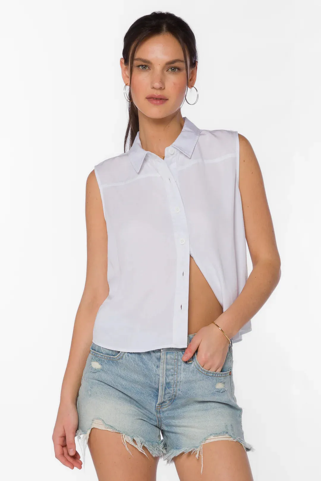 Velvet Heart Rosana Sleeveless Shirt (Optic White)