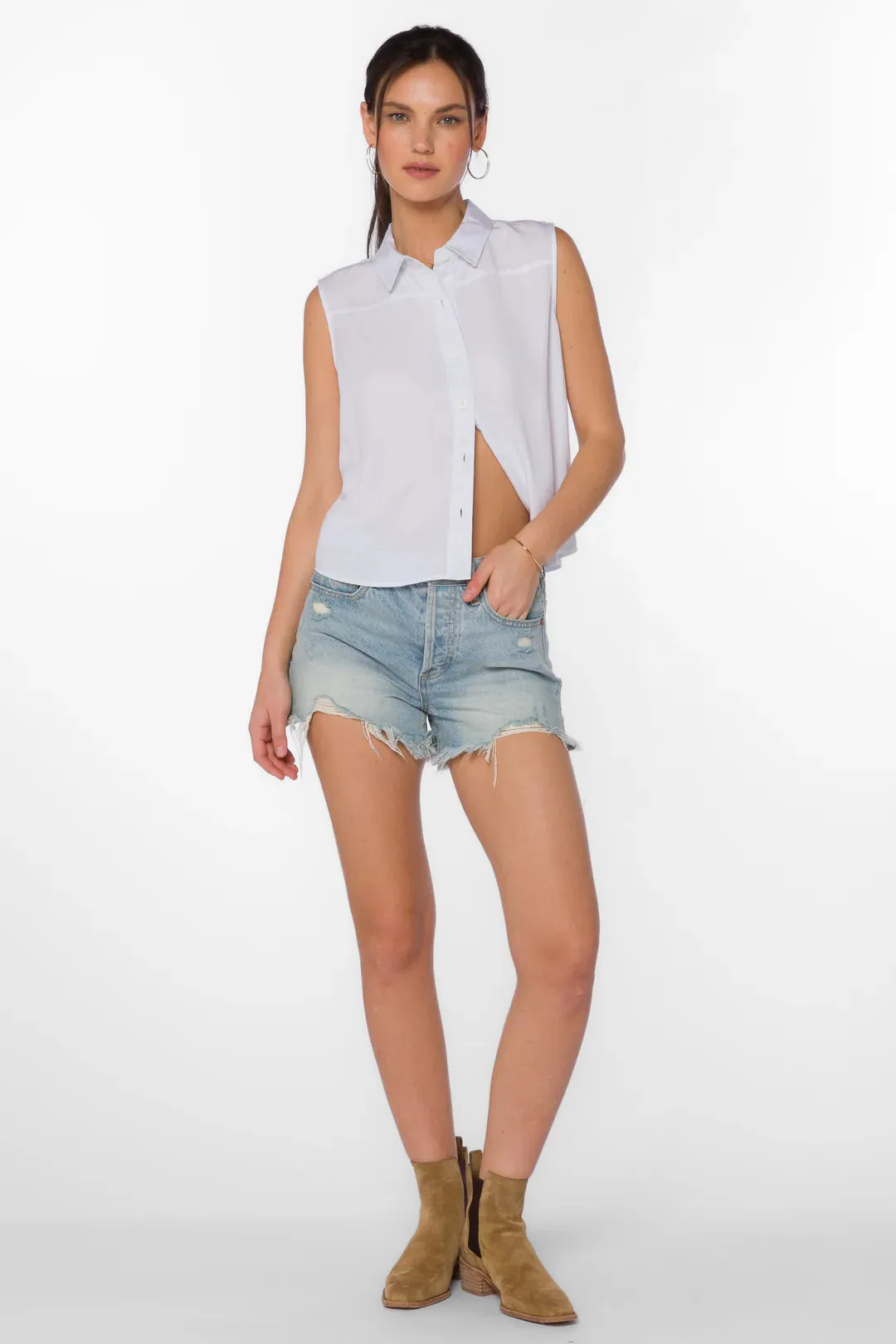 Velvet Heart Rosana Sleeveless Shirt (Optic White)