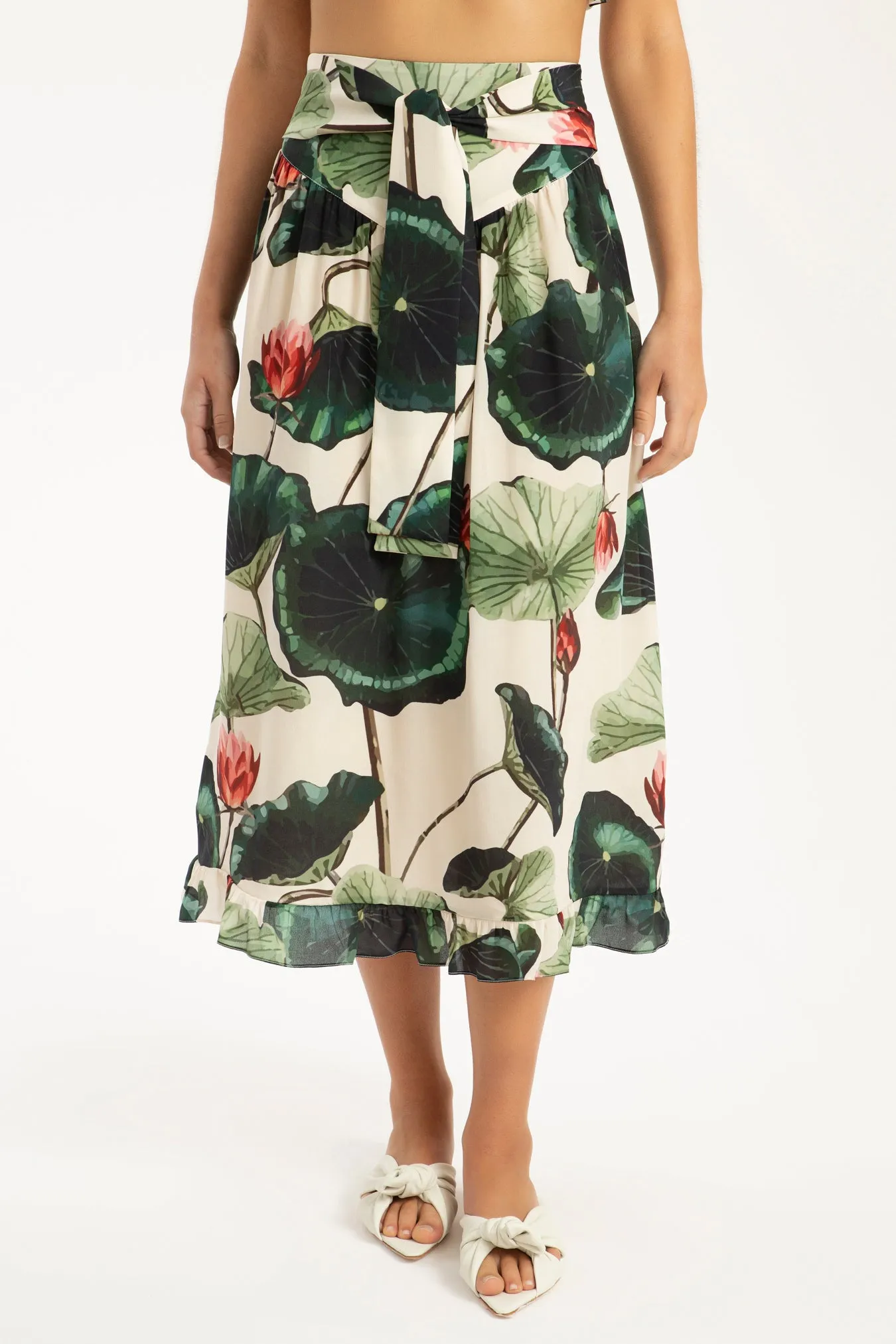 Victoria Regia Midi Skirt With Sash