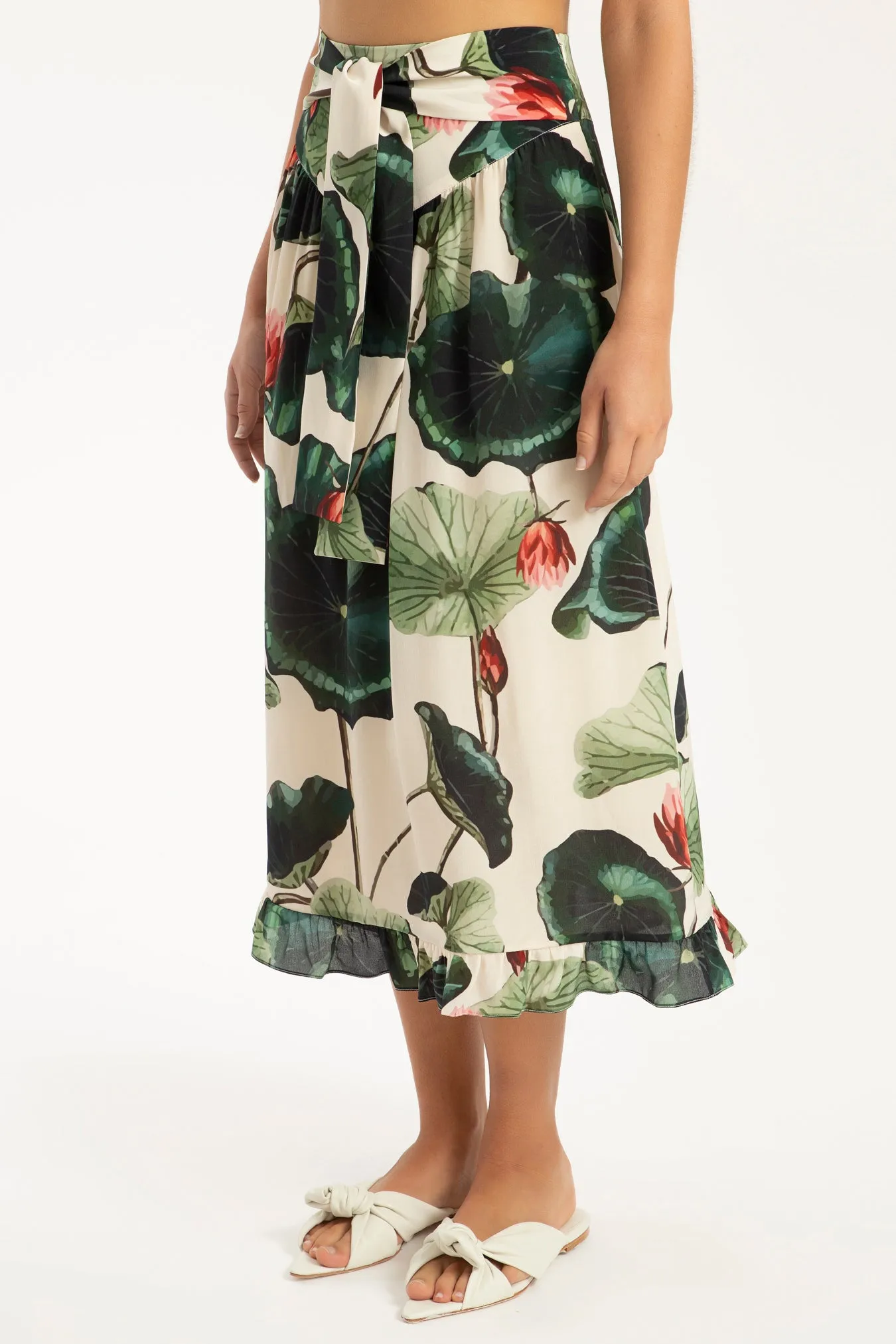 Victoria Regia Midi Skirt With Sash