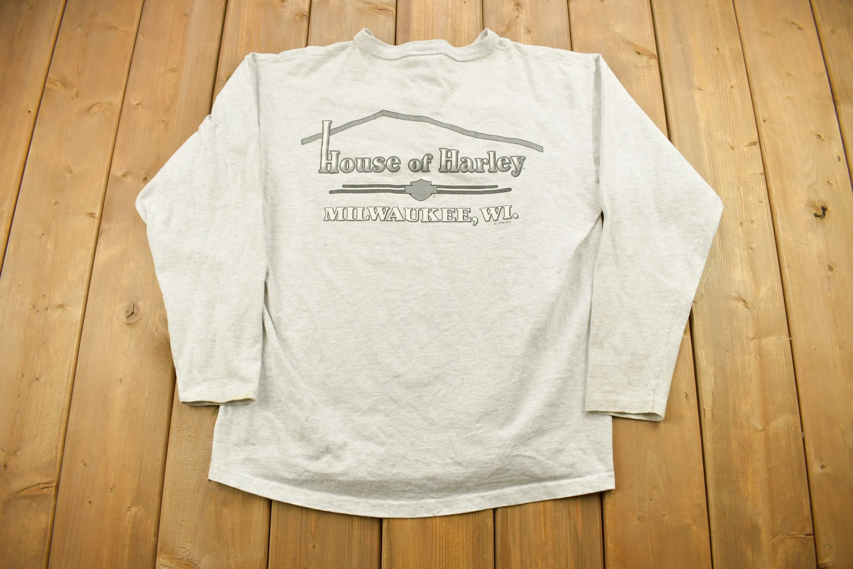 Vintage 1990s Harley Davidson Motorcycles "House Of Harley" Long Sleeve Henley T-Shirt