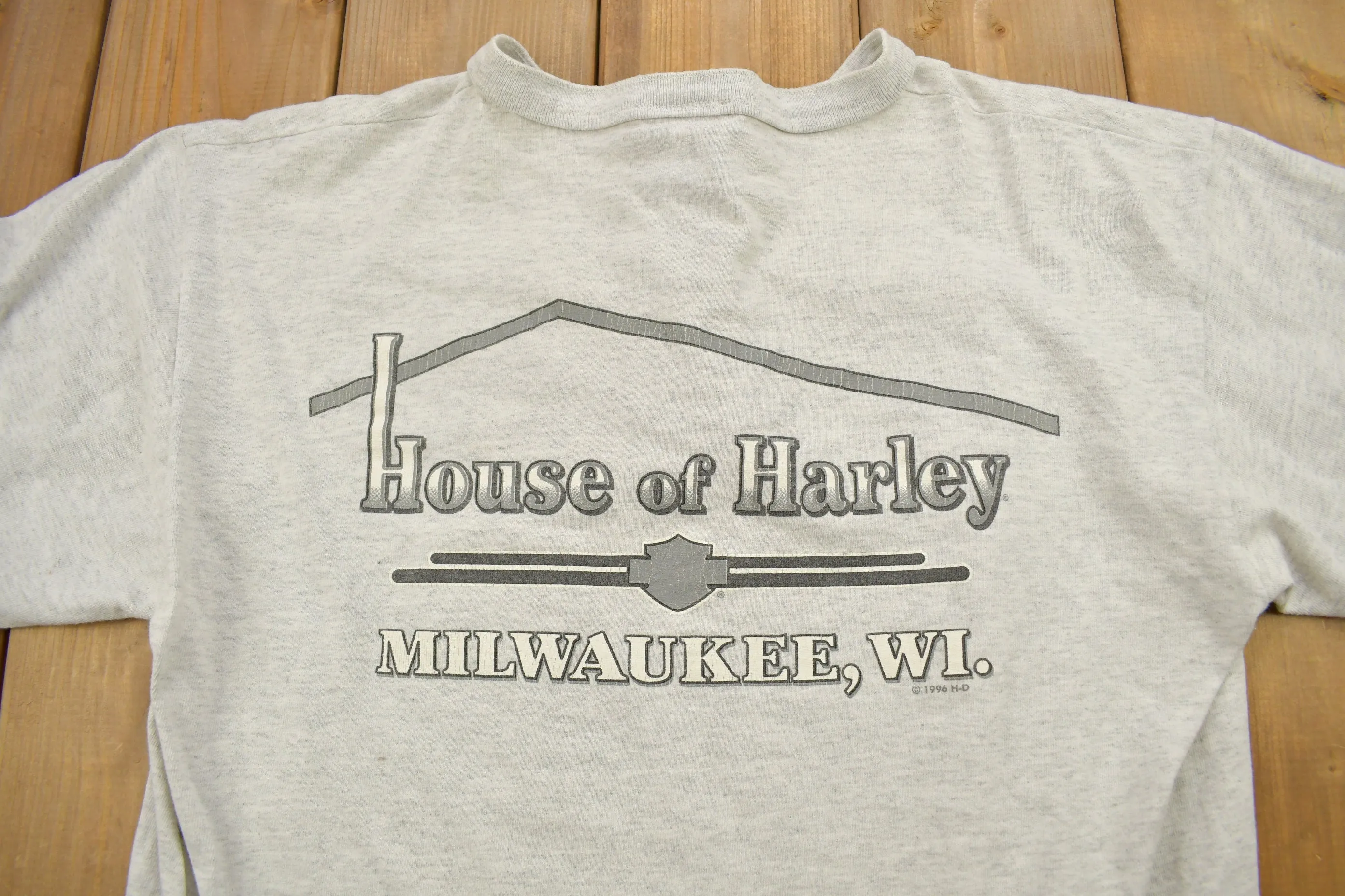 Vintage 1990s Harley Davidson Motorcycles "House Of Harley" Long Sleeve Henley T-Shirt