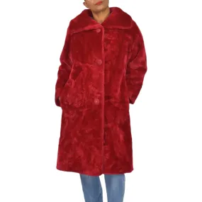 Vintage Borgana Russel Taylor Faux Fur Coat Bright Red Pile Soft Teddy 60s Size Small