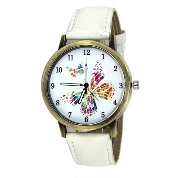 Vintage Floral Pattern Watches for Women 2020 Fashion Lady Butterfly Casual Quartz Watch Elegant Dress Wristwatch Relojes