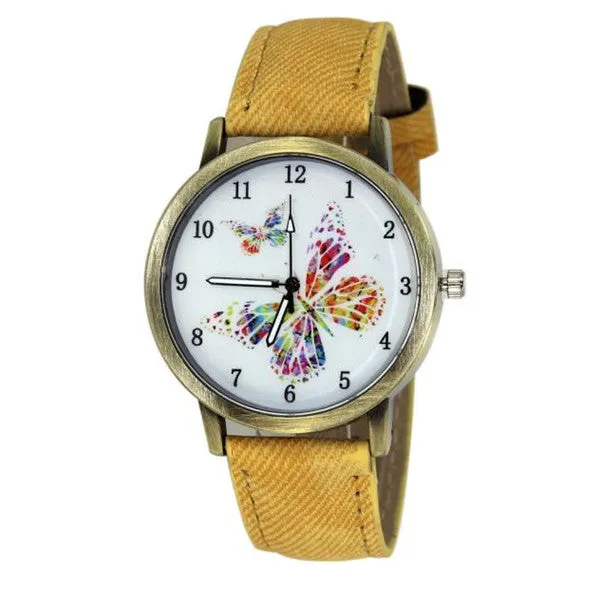 Vintage Floral Pattern Watches for Women 2020 Fashion Lady Butterfly Casual Quartz Watch Elegant Dress Wristwatch Relojes