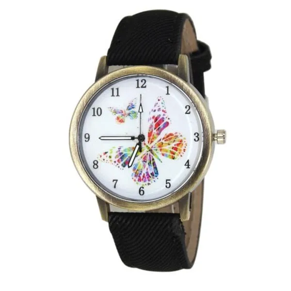 Vintage Floral Pattern Watches for Women 2020 Fashion Lady Butterfly Casual Quartz Watch Elegant Dress Wristwatch Relojes