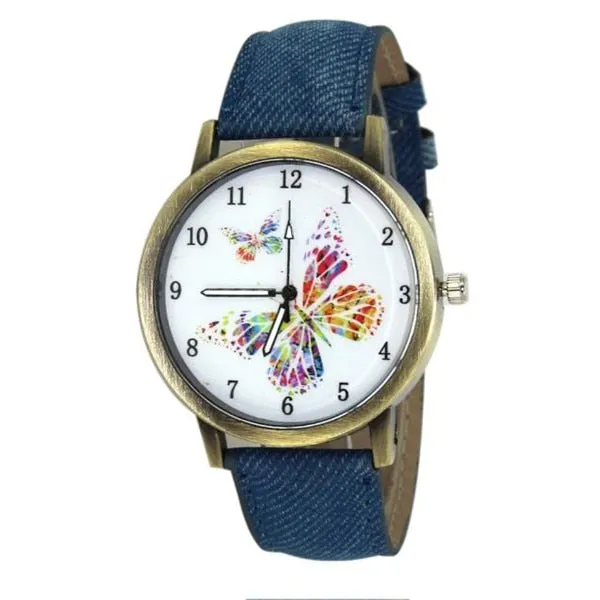 Vintage Floral Pattern Watches for Women 2020 Fashion Lady Butterfly Casual Quartz Watch Elegant Dress Wristwatch Relojes