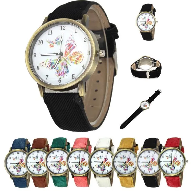 Vintage Floral Pattern Watches for Women 2020 Fashion Lady Butterfly Casual Quartz Watch Elegant Dress Wristwatch Relojes