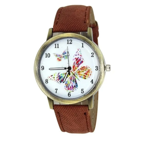 Vintage Floral Pattern Watches for Women 2020 Fashion Lady Butterfly Casual Quartz Watch Elegant Dress Wristwatch Relojes