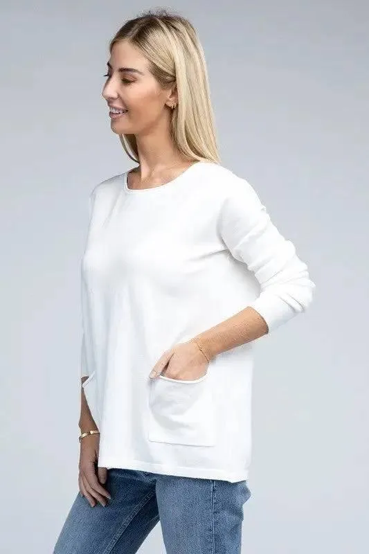 Viscose front pockets sweater