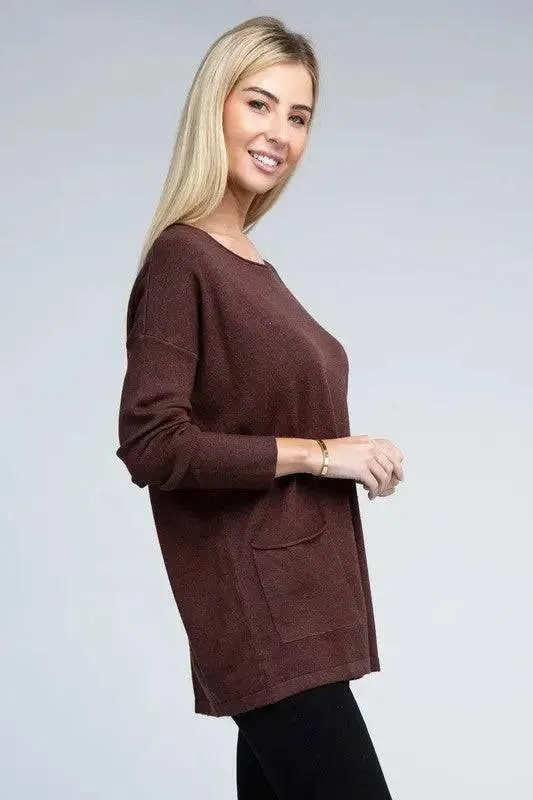 Viscose front pockets sweater