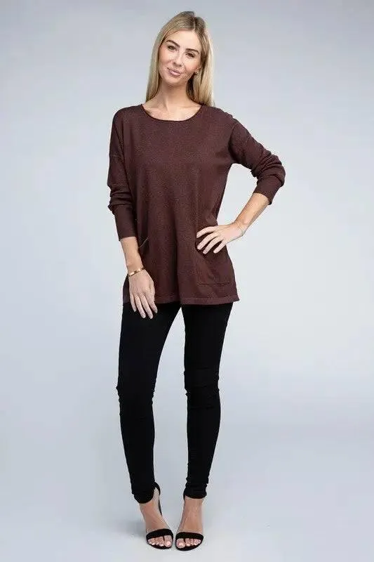 Viscose front pockets sweater