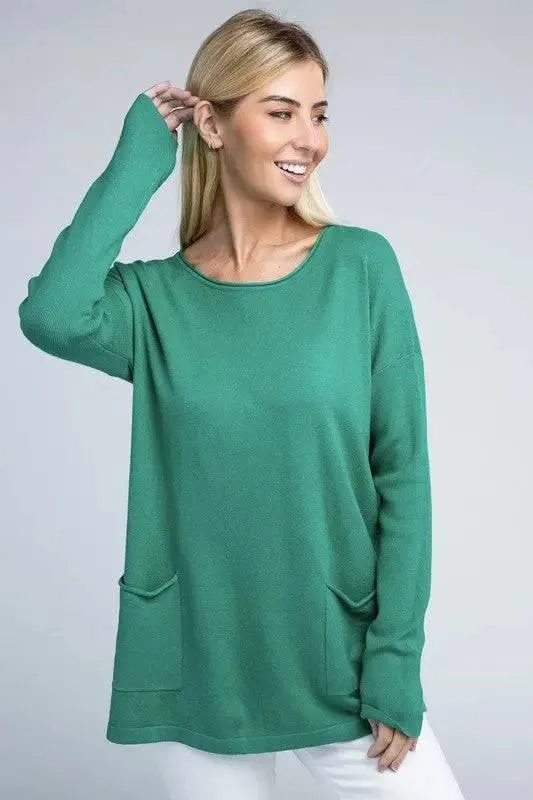 Viscose front pockets sweater