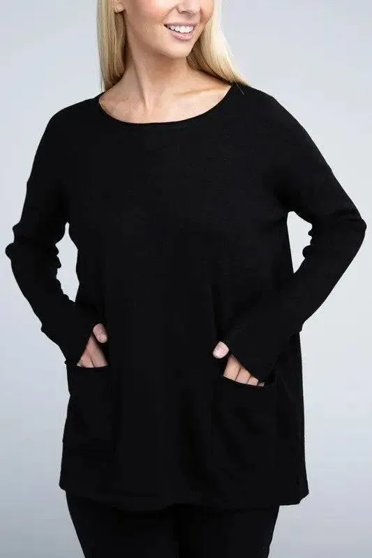 Viscose front pockets sweater