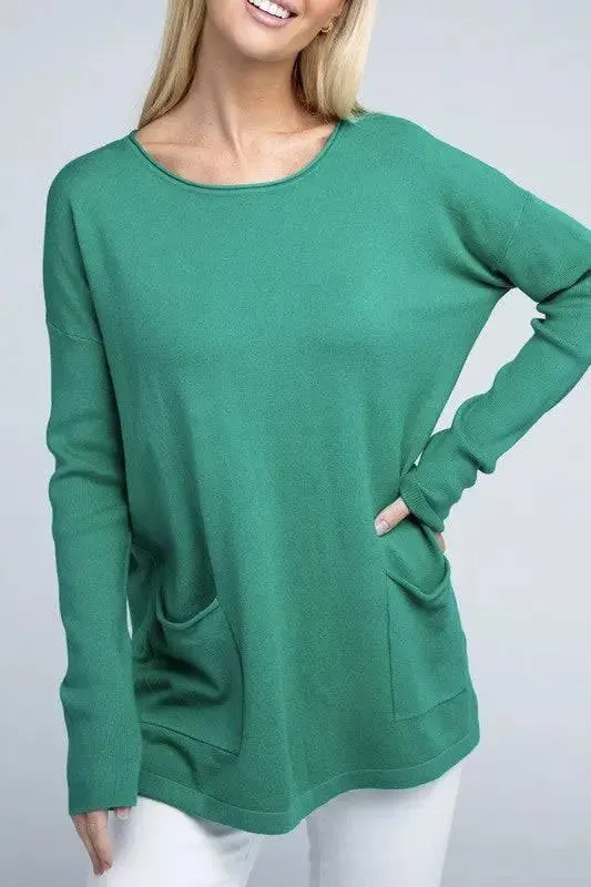 Viscose front pockets sweater