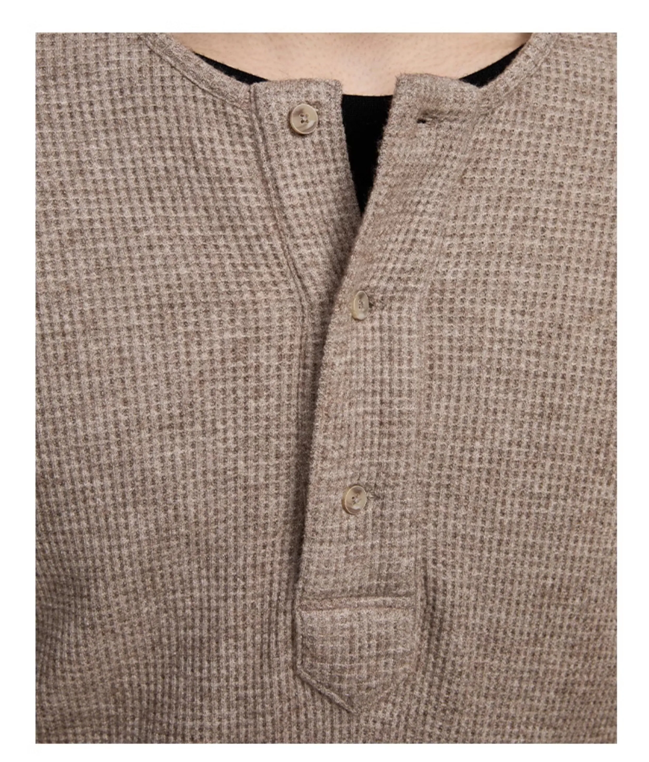 Waffle Henley Collar T-Shirt