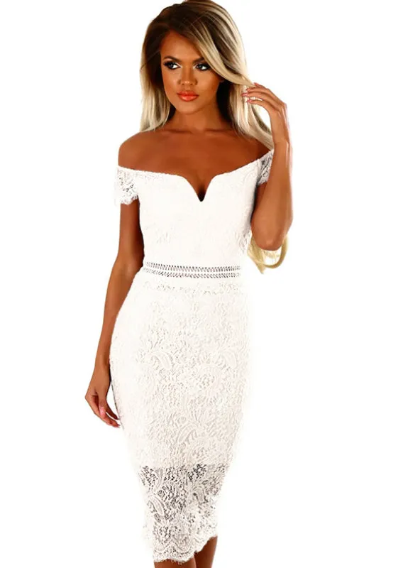 Women Short Sleeves Off Shoulder Bodycon Dresses