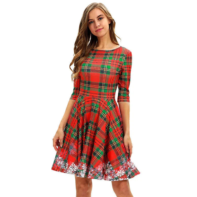 Women's 3D Print Short Sleeve Midi Dress