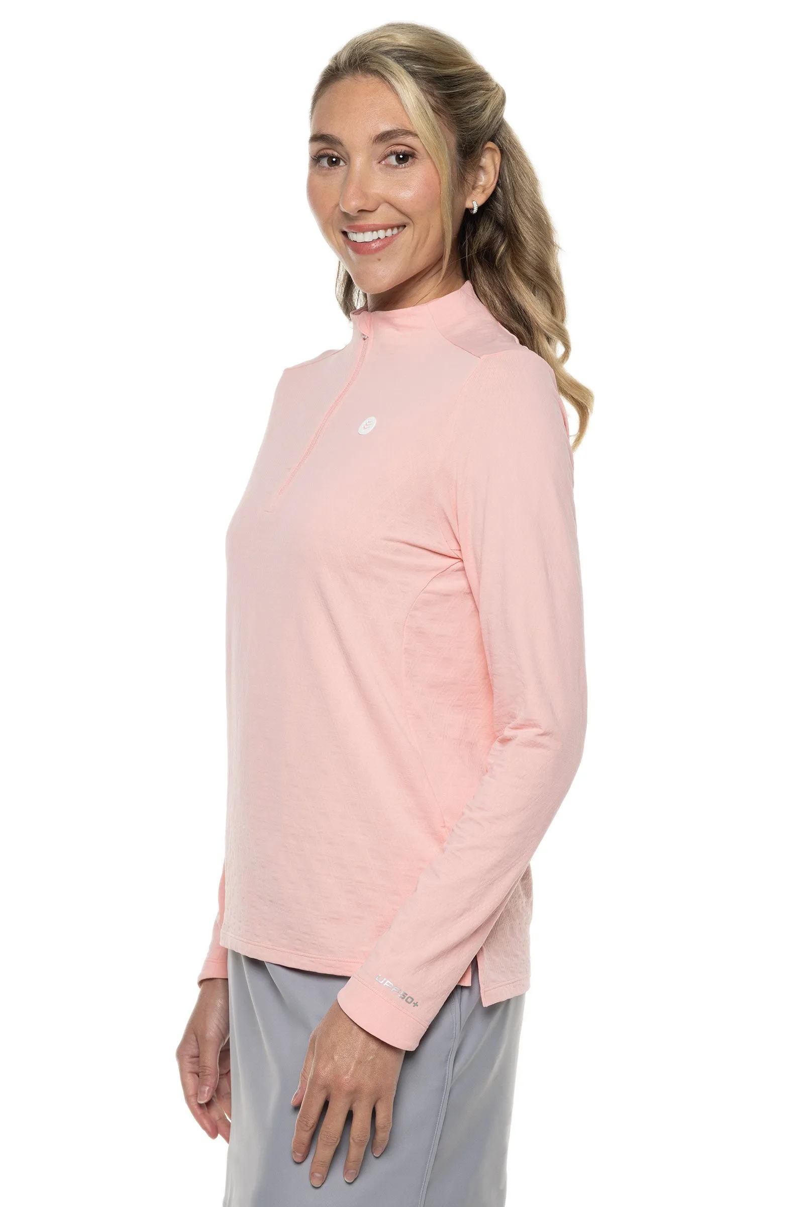 Women's Albatrose Golf Pullover  |  Peachy Pink Diamond Jacquard