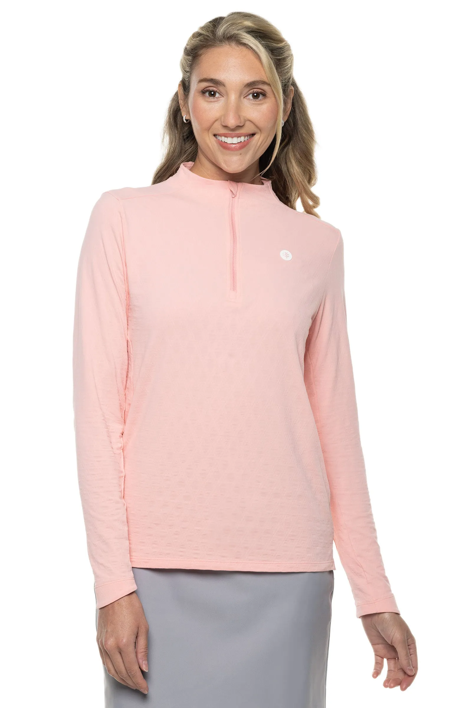 Women's Albatrose Golf Pullover  |  Peachy Pink Diamond Jacquard