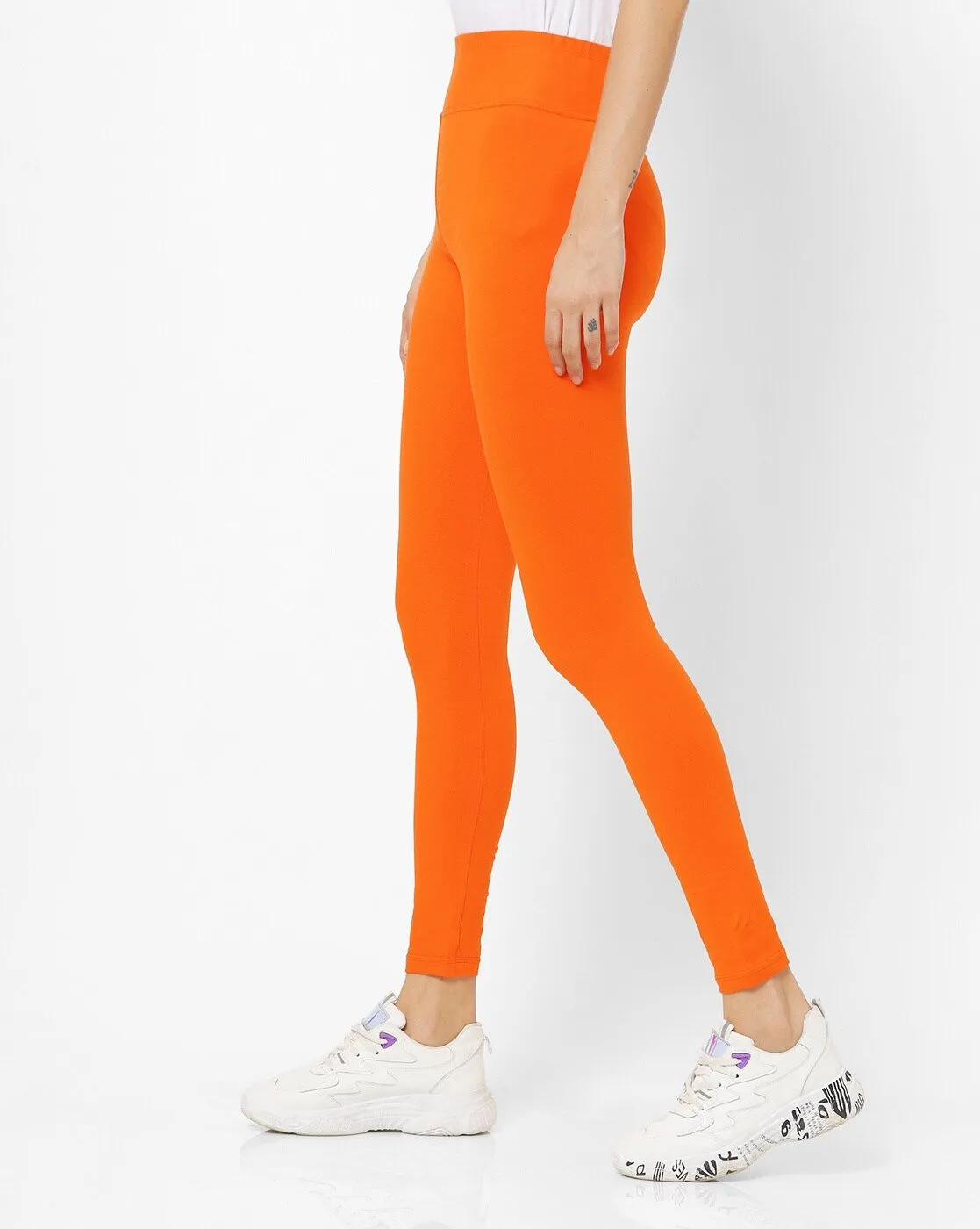 Women's Cotton Stretch Ankle length Legging Orange