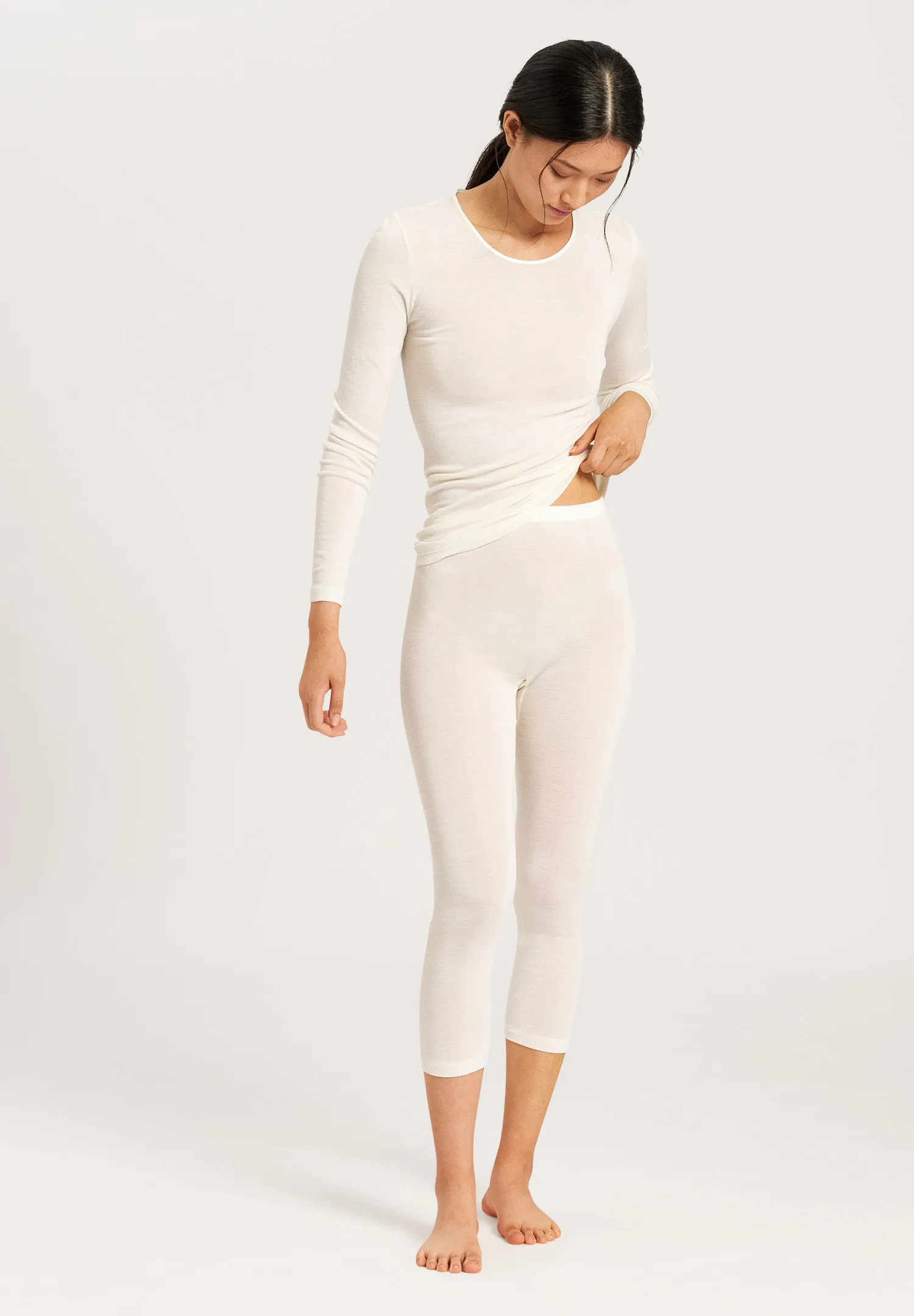 Woolen Silk W Crop Leggings | Cygne 71419-795