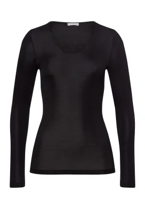 Woolen Silk W Wool And Silk Top With Embroidery | Black 71522-018