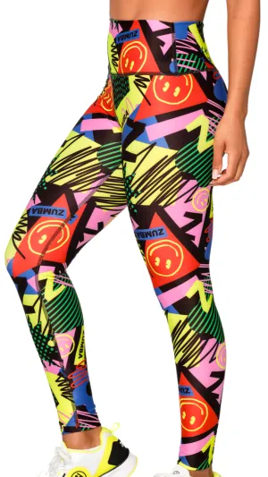 Zumba Happy And Fun High Waisted Ankle Leggings