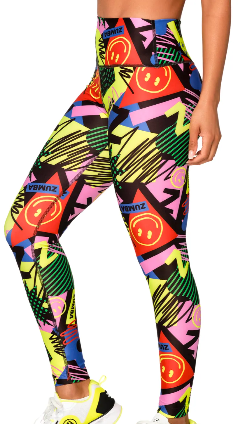 Zumba Happy And Fun High Waisted Ankle Leggings